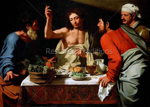 Jesus raising His hand in blessing bread