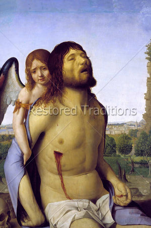 little angel holding body of Jesus
