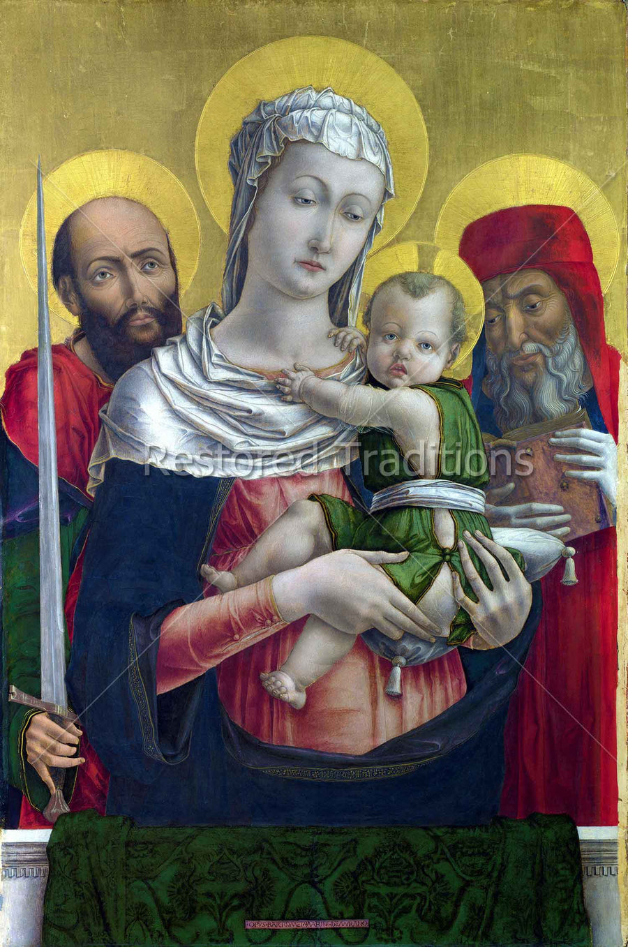 Our Lady and Jesus with two saints