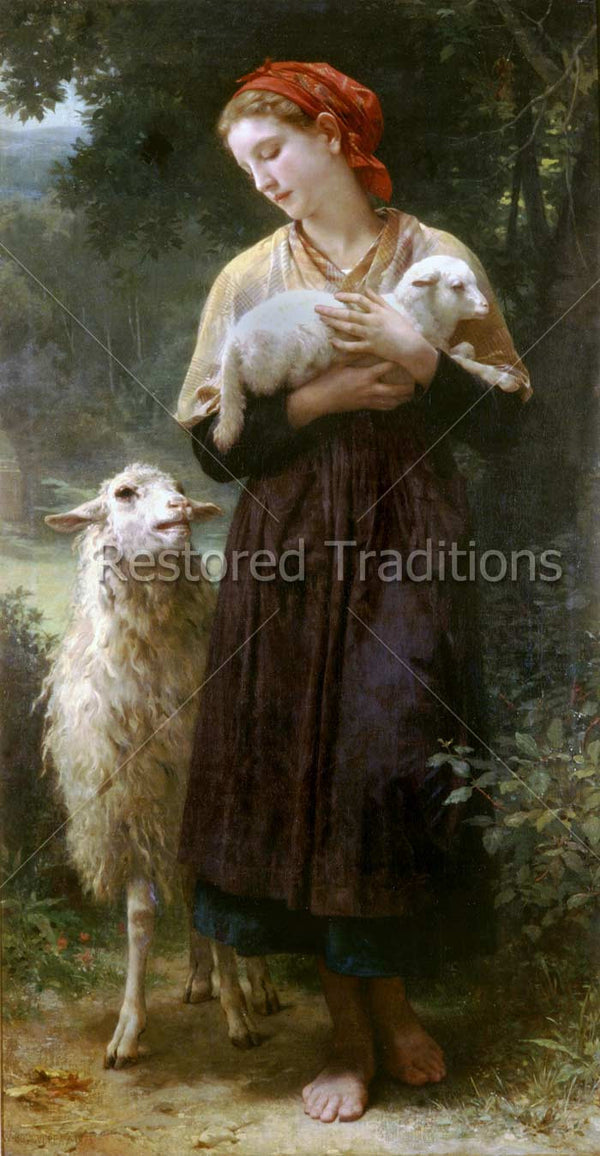 Shepherdess Painting, by Bouguereau | High Resolution Stock Art 