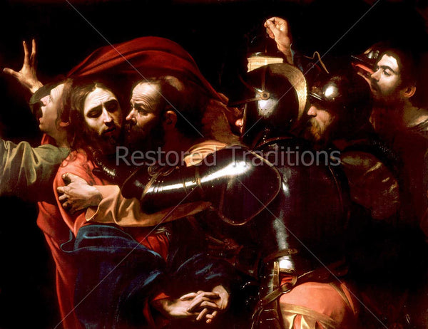 The Kiss of Judas Caravaggio Hi Res Stock Art Restored