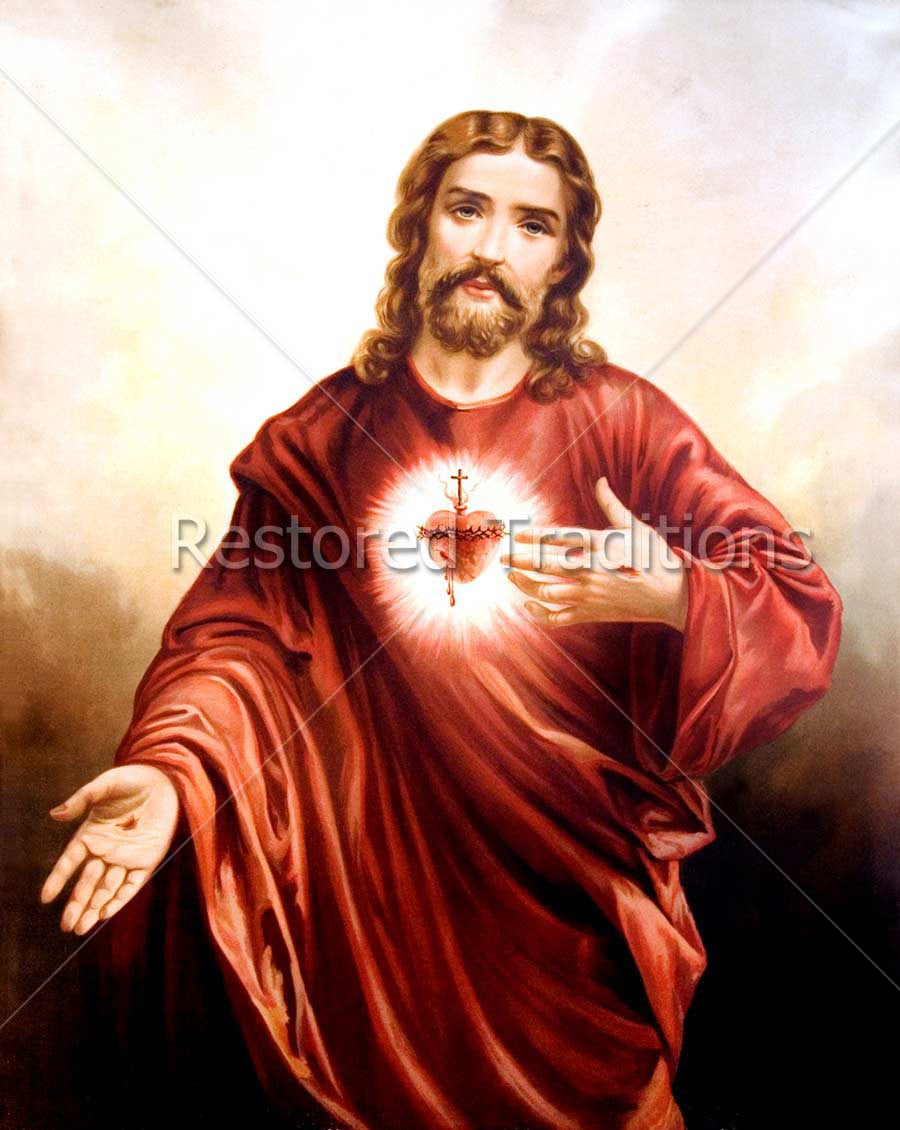 Jesus Gesturing To Sacred Heart