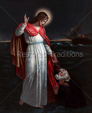 the Lord with drowning disciple