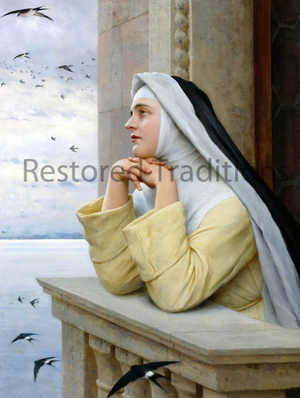A Nun Looking out the Window by Leighton