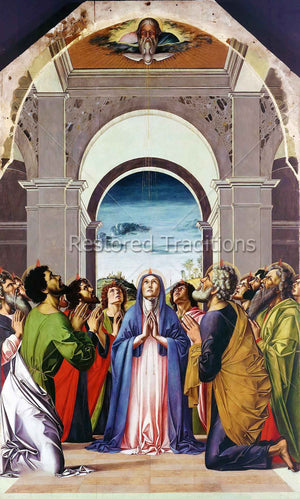 mary and disciples kneeling