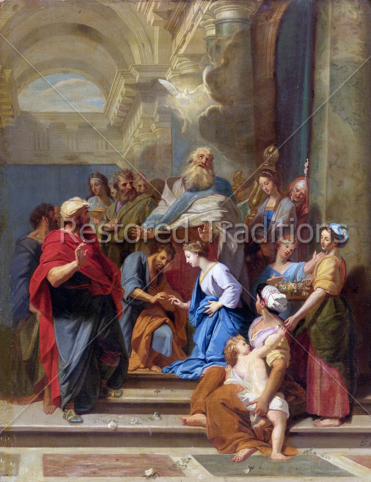 Marriage of the Virgin – Jouvenet, restored fine-art print