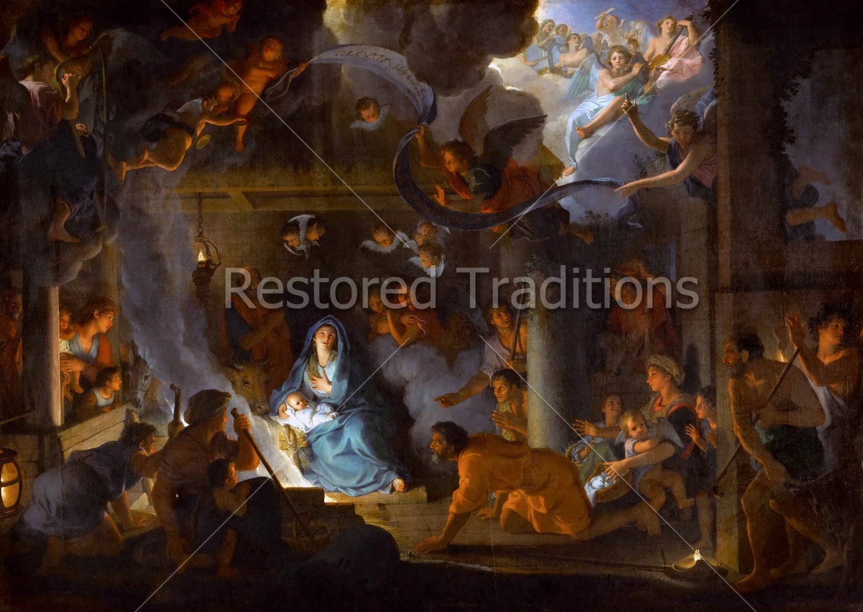 Adoration of the Shepherds – La Brun, restored fine-art print