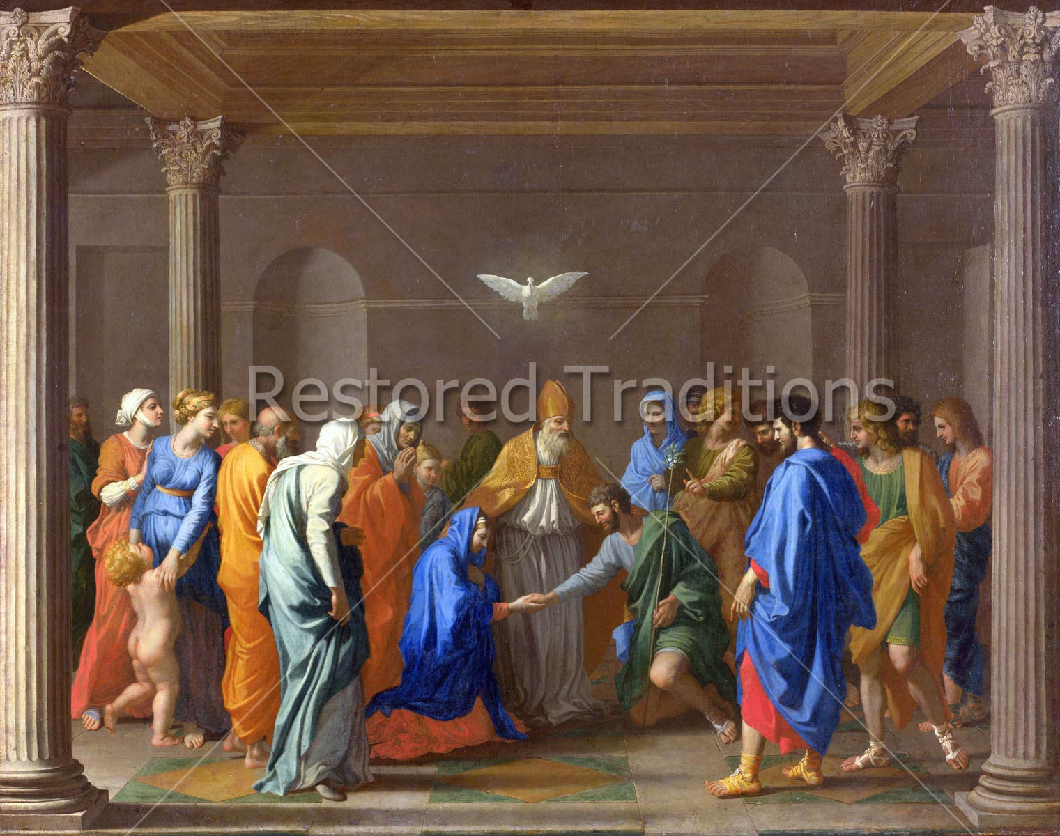 Marriage of the Virgin – Poussin, restored fine-art print