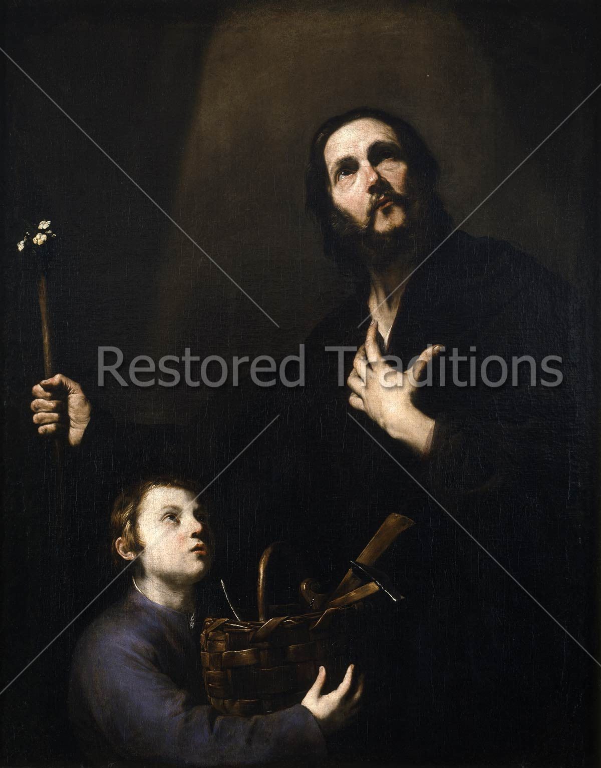 St. Joseph and Christ – Ribera, restored fine-art print