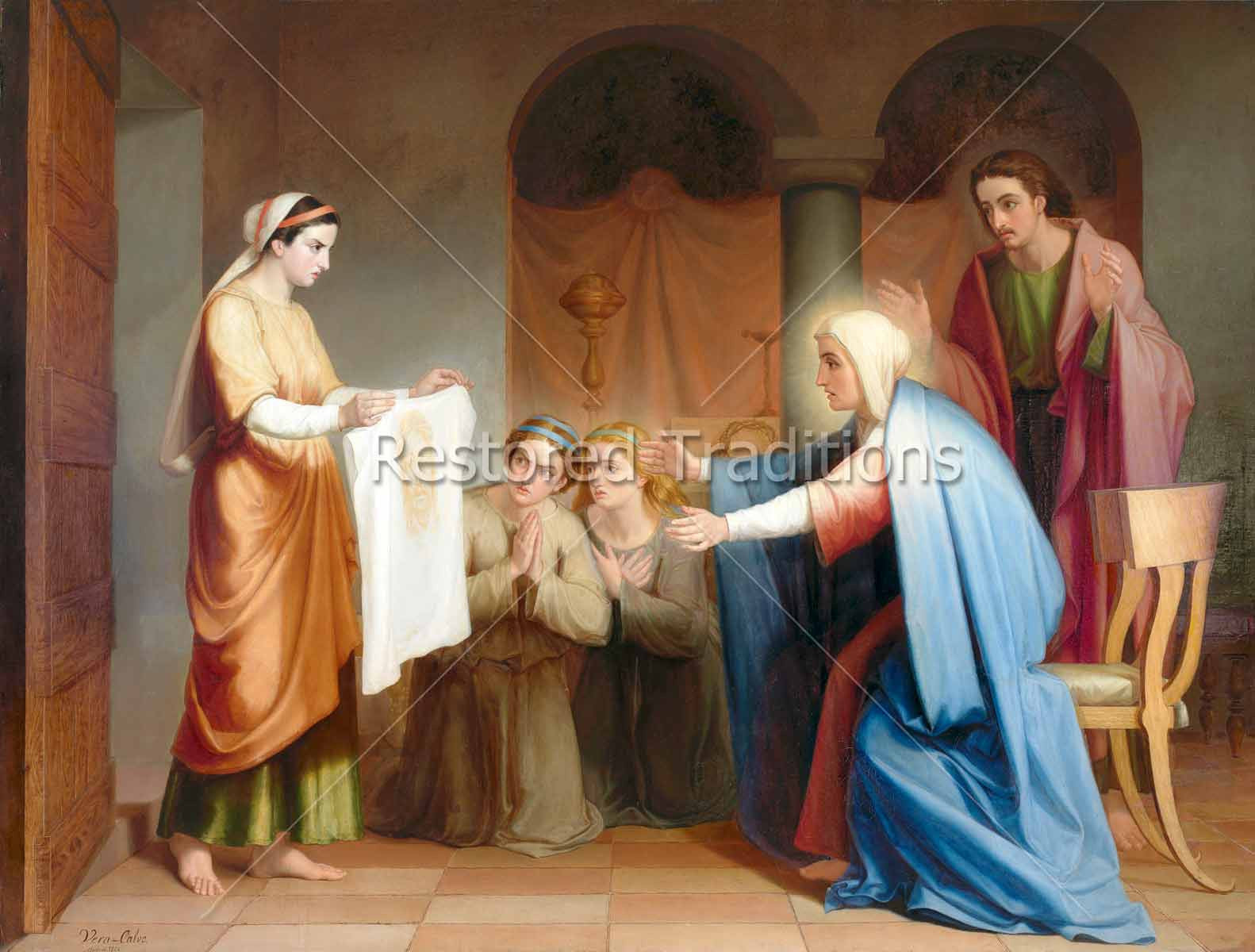 Veronica Shows the Holy Face to the Virgin and Saint John – Vera, restored fine-art print