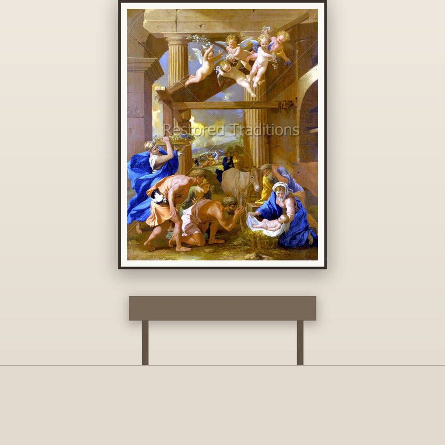 Adoration of the Shepherds – Poussin, restored fine-art print