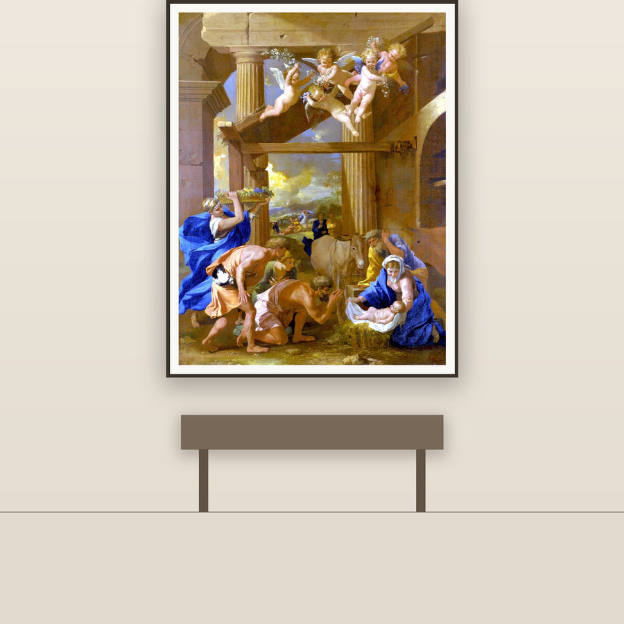 Adoration of the Shepherds – Poussin, restored fine-art print