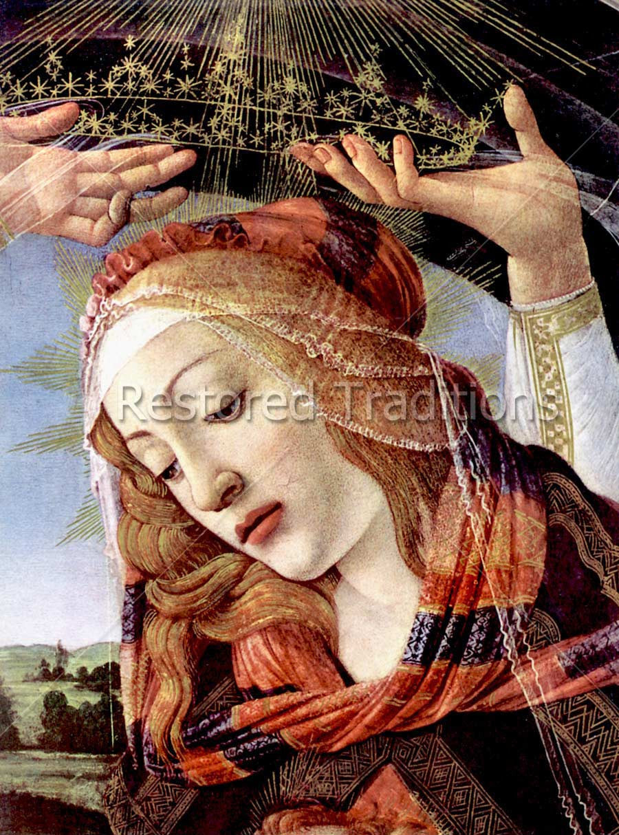Madonna of the Magnificat, detail – Botticelli, restored fine-art print