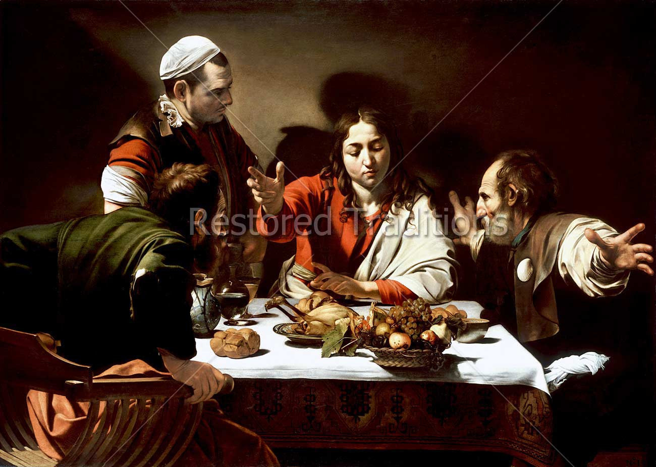 Supper at Emmaus – Caravaggio, restored fine-art print