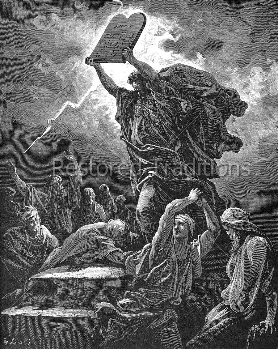 Moses Breaking the Tablets – Dore, restored fine-art print