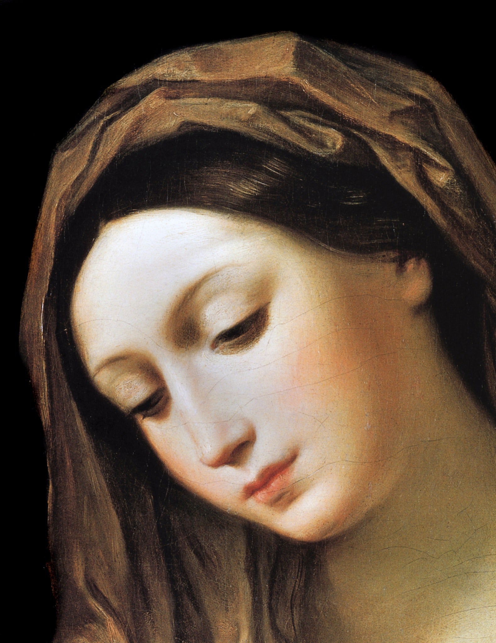 Madonna, Detail – Reni, restored fine-art print