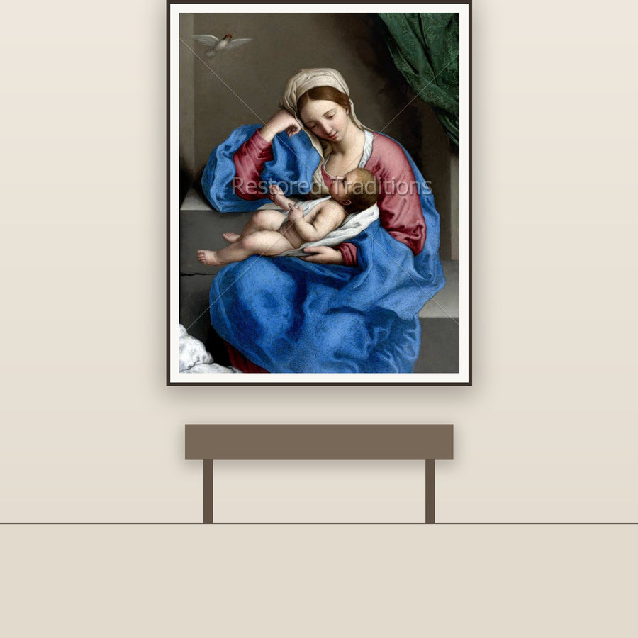 Madonna with the Christ Child – Sassoferrato, restored fine-art print