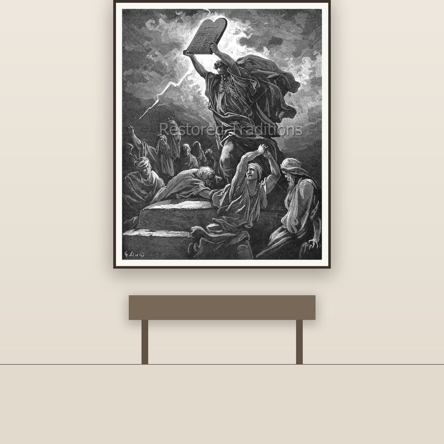Moses Breaking the Tablets – Dore, restored fine-art print