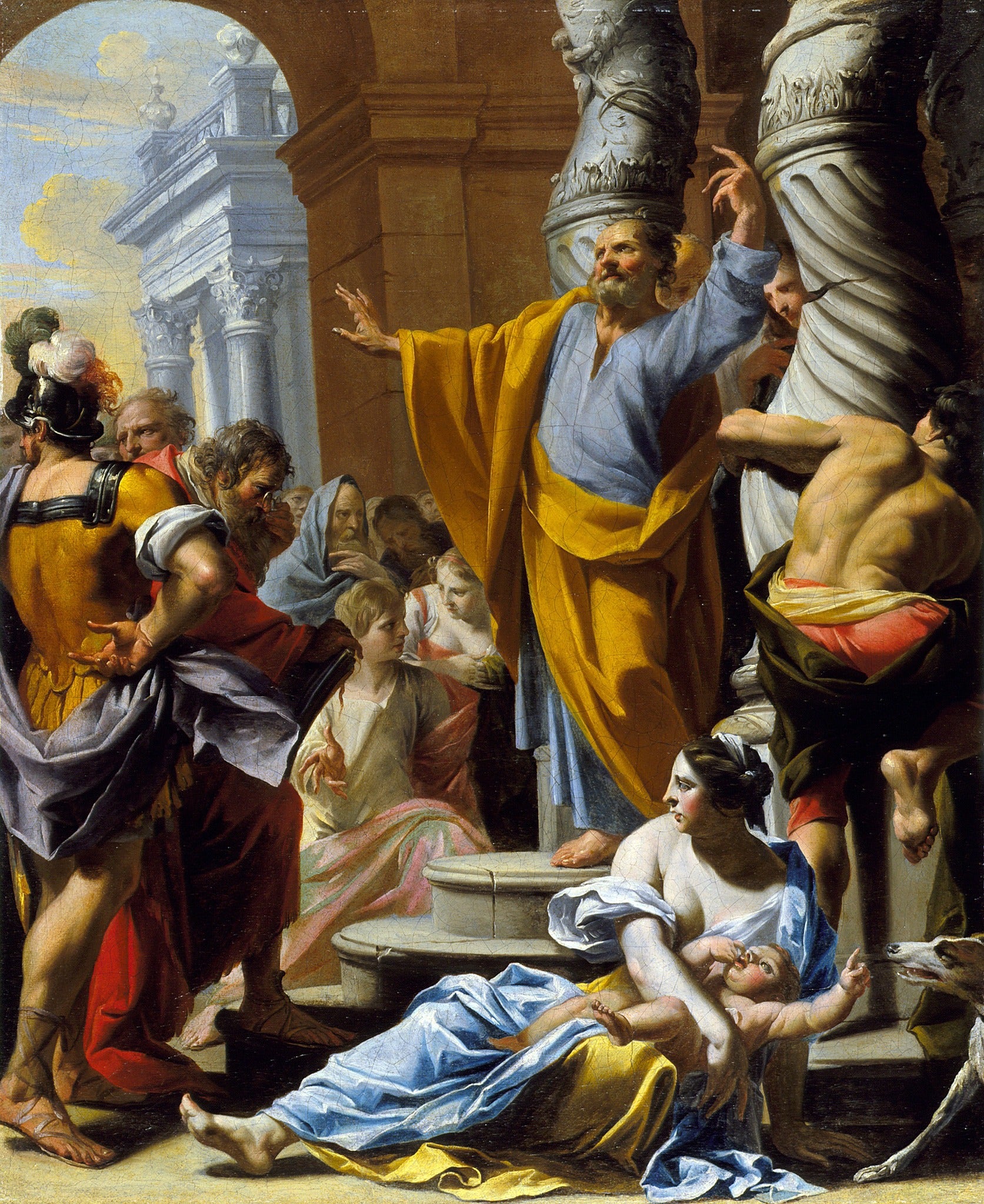 Saint Peter Preaching in Jerusalem – Poerson, restored fine-art print