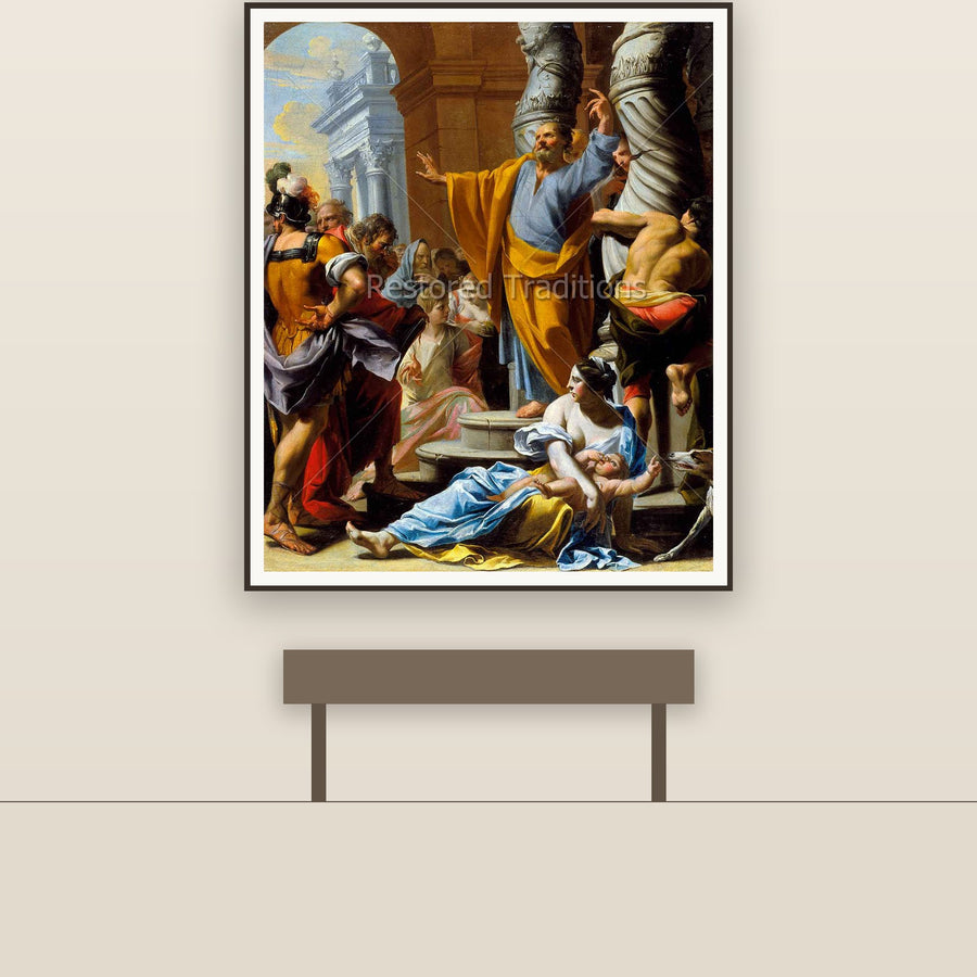 Saint Peter Preaching in Jerusalem – Poerson, restored fine-art print