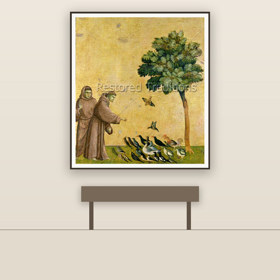 St. Francis Preaching to the Birds- Giotto, restored fine-art print