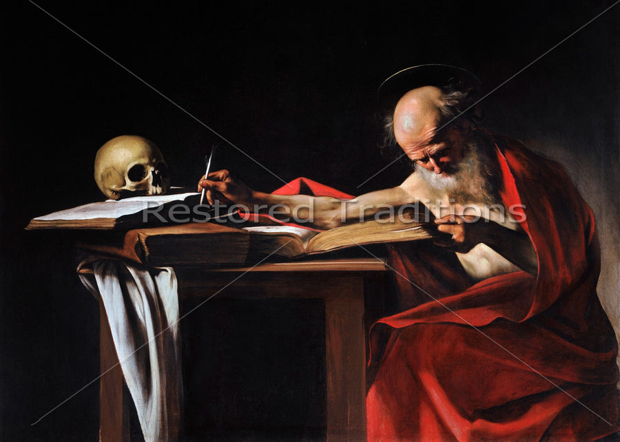 Saint Jerome translating Bible