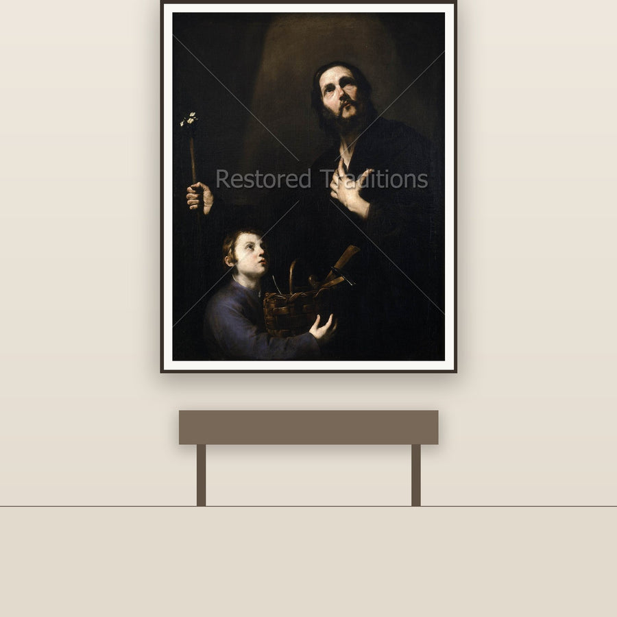 St. Joseph and Christ – Ribera, restored fine-art print