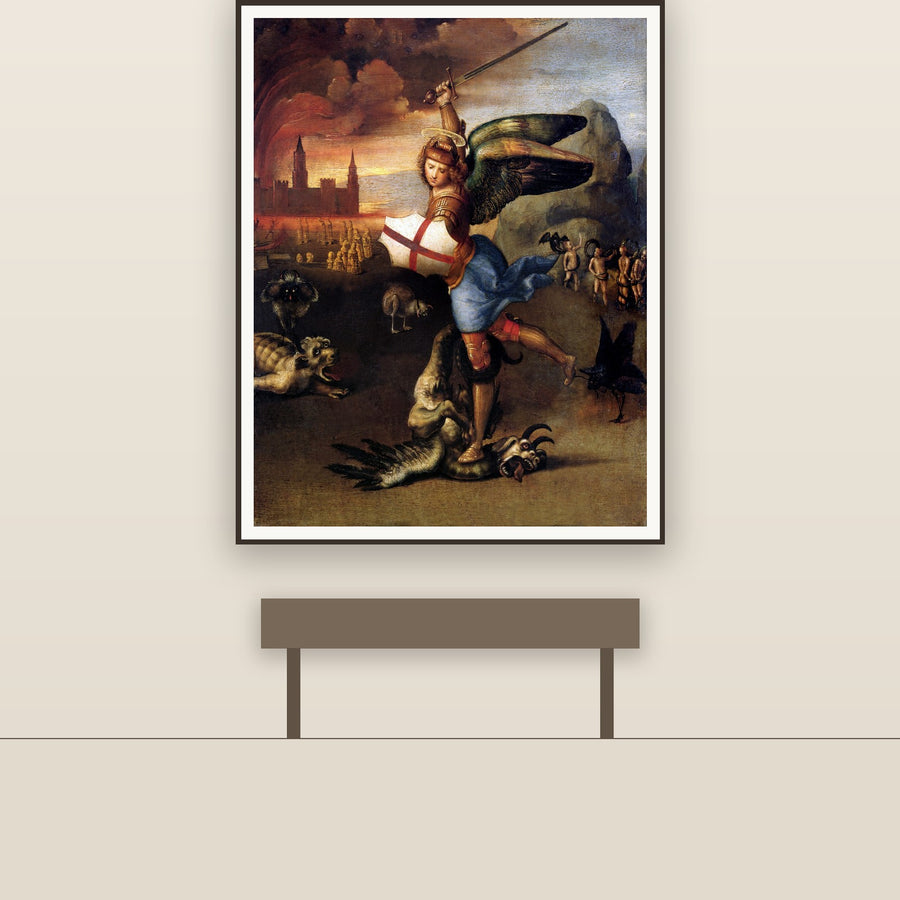 St. Michael Trampling the Dragon – Raphael, restored fine-art print