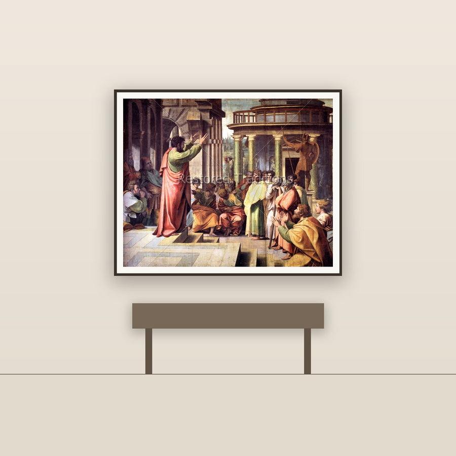 St. Paul Preaching in Athens – Raphael, restored fine-art print