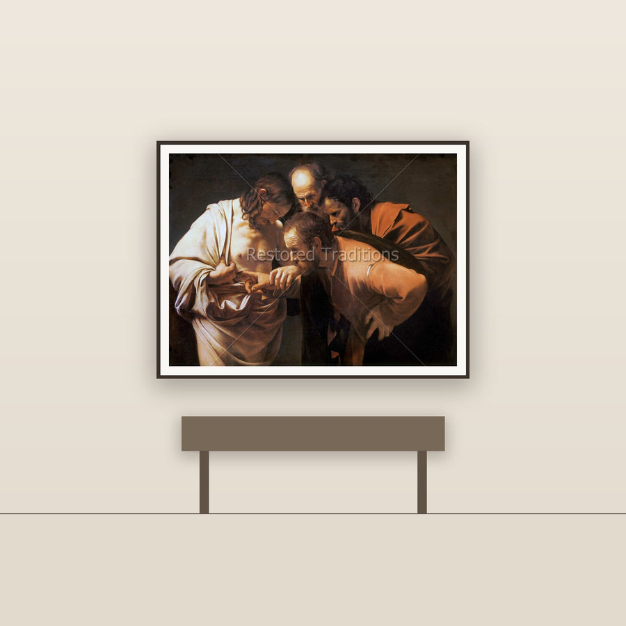 The Doubting of St. Thomas – Caravaggio, restored fine-art print