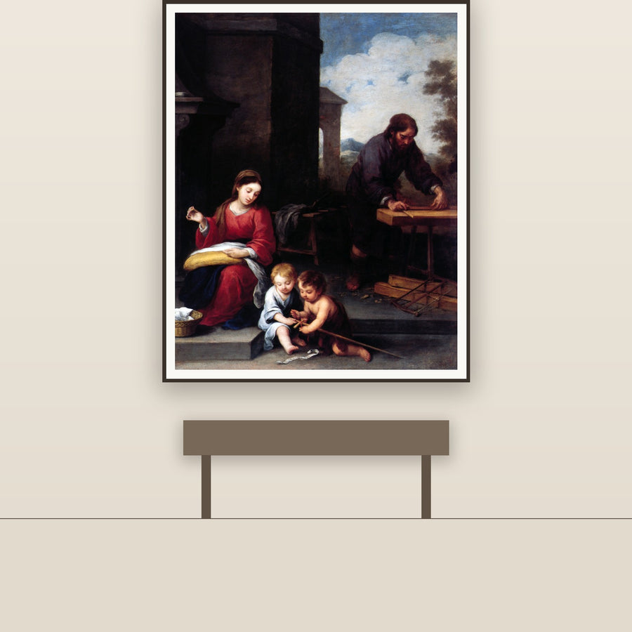 The Holy Family With St. John in Carpenter's Shop – Murillo, restored fine-art print