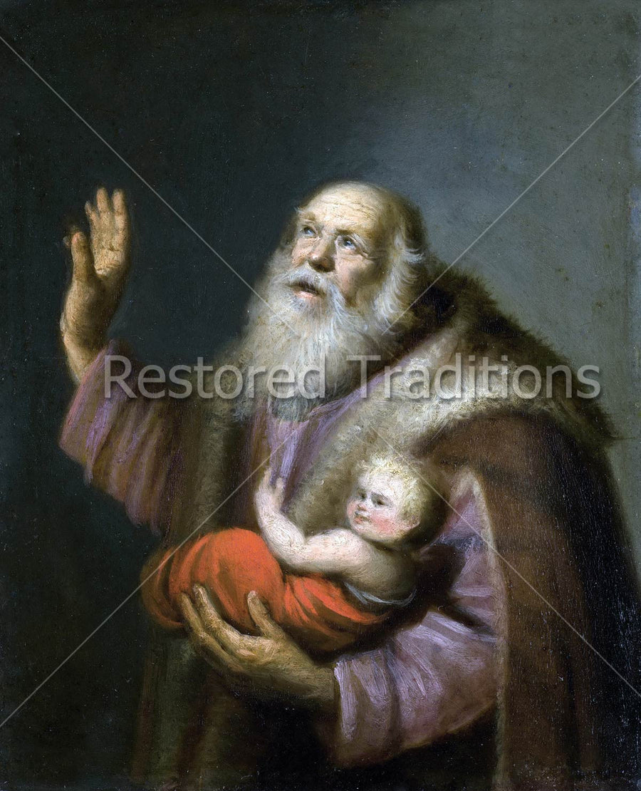 Old man holding baby