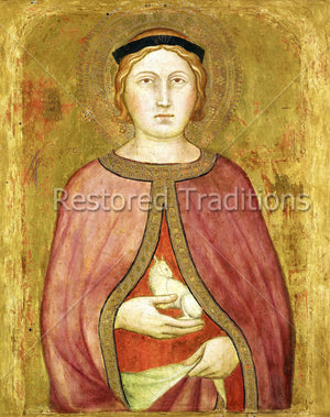 Portrait of virgin martyr holding lamb