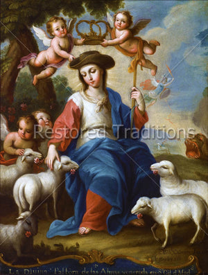 woman guarding lambs
