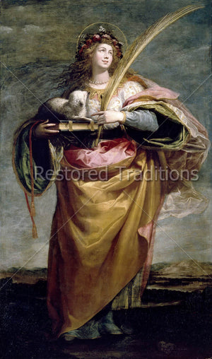 Virgin martyr holding lamb and branch