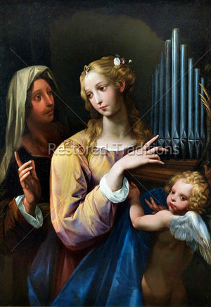 Female saint holding organ