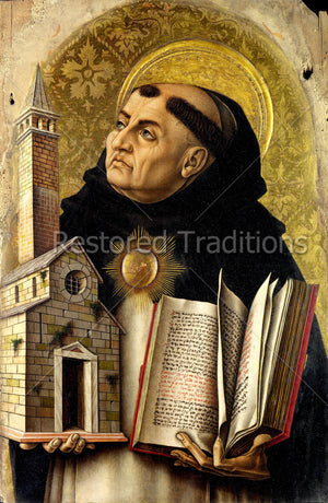 Dominican saint holding church and book