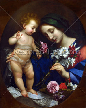 Madonna and Christ with roses and lilies