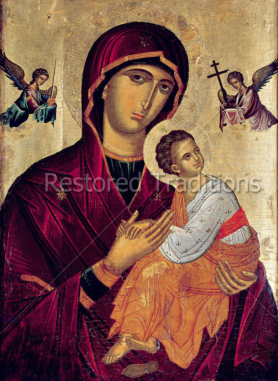 Mary With Christ and Angels Icon