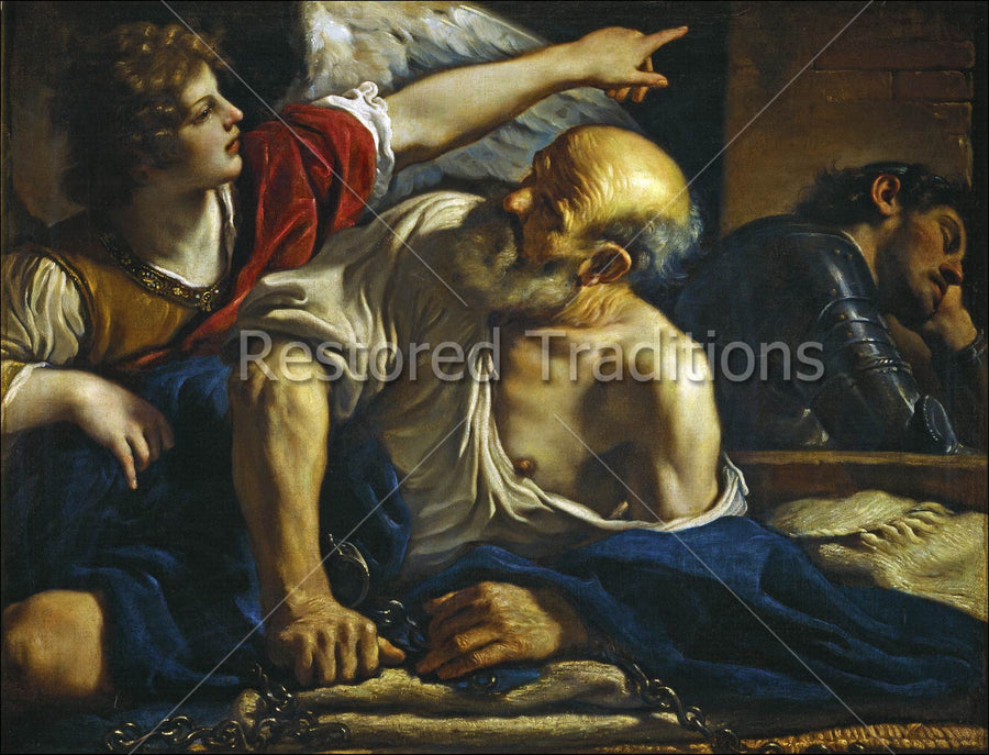 Angel appearing to apostle in prison
