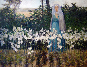 Mary Walking By Flowers