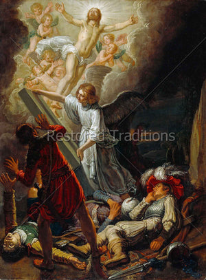 Jesus Rising From Dead With Angels
