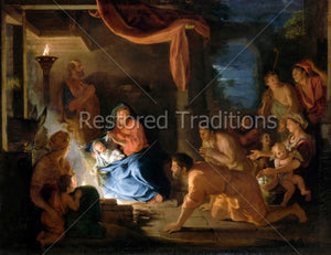shepherds gathered around Infant Christ