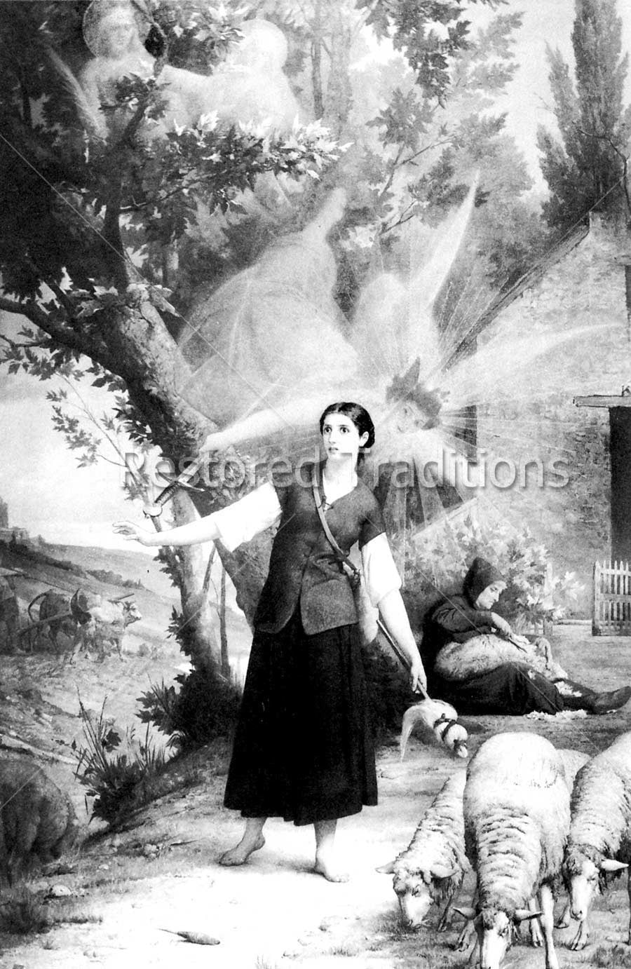 Shepherdess seeing heavenly spirits