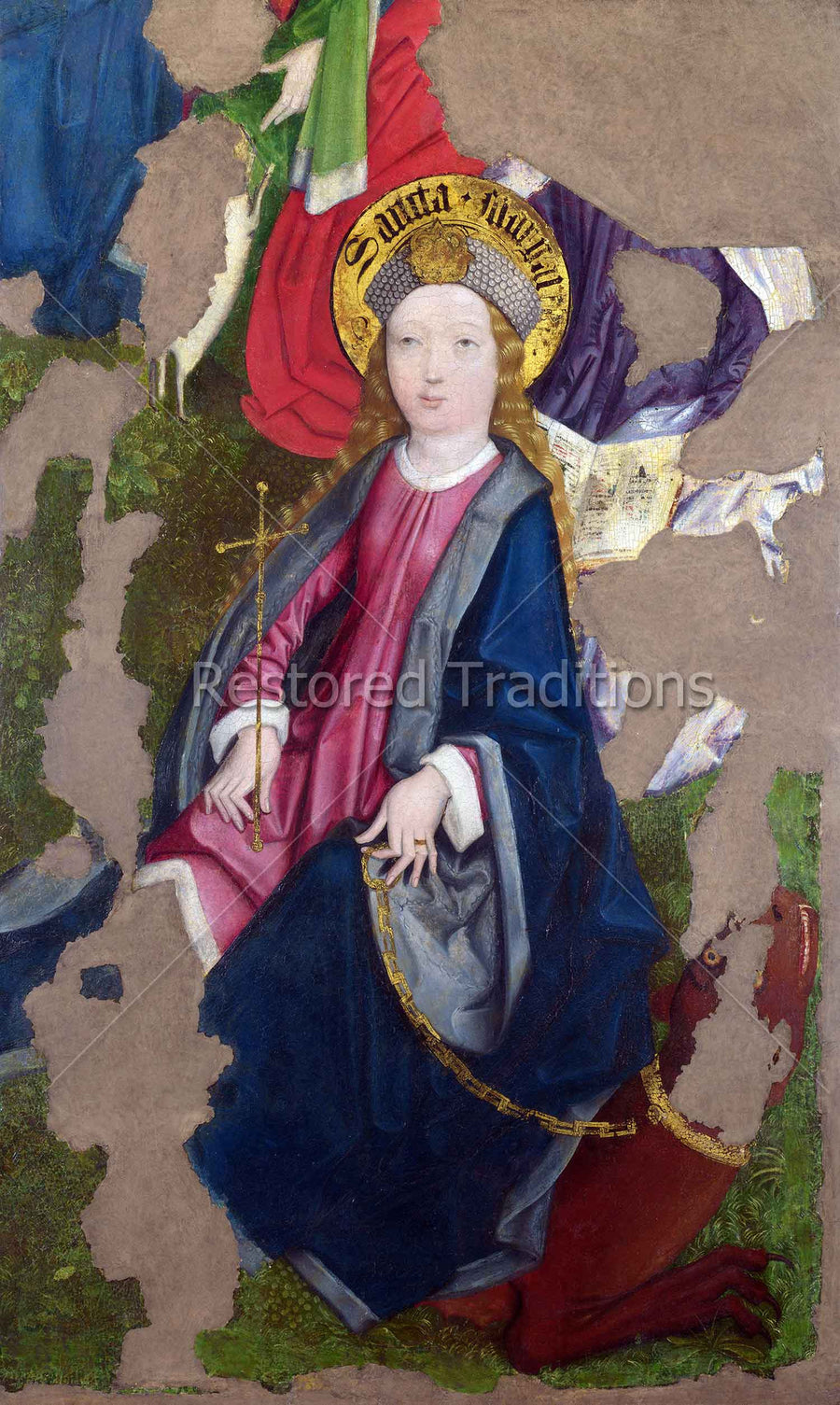 Saint Margaret With Cross And Dragon