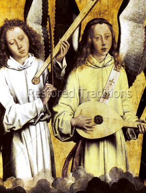 Two Angels Play Musical Instruments