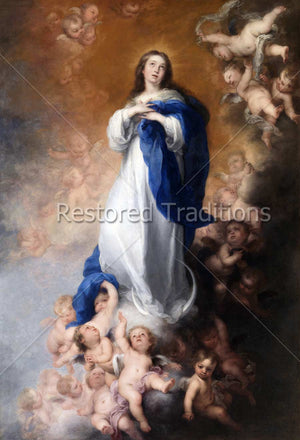 Cherubs in Clouds With Virgin Mary