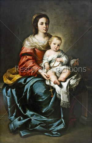 Our Lady with Child Jesus and prayer beads