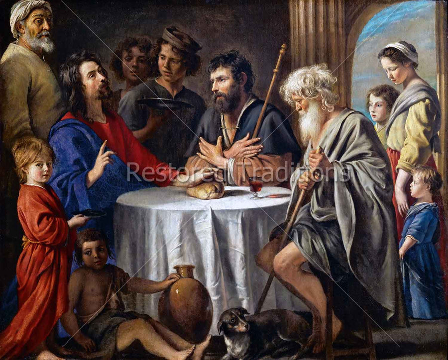 Christ at table with two apostles