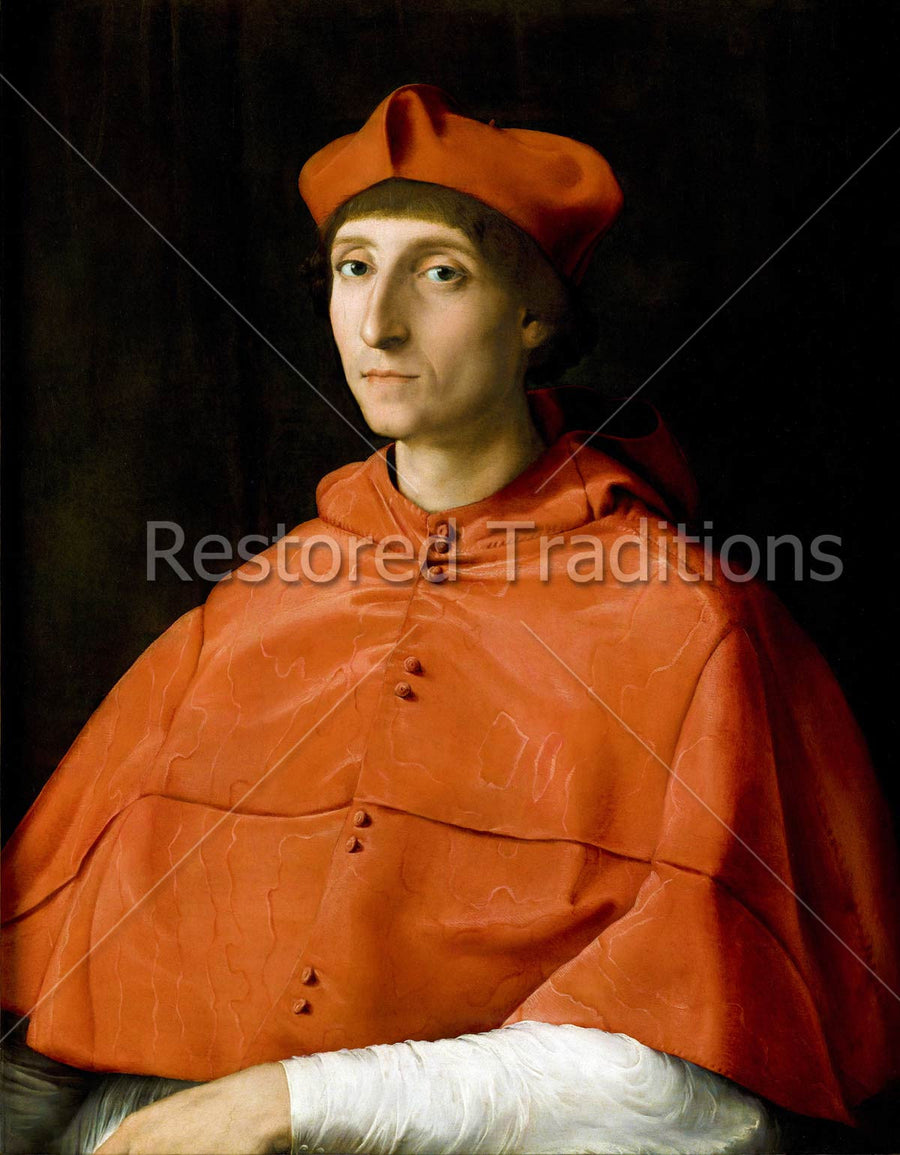 Catholic cardinal wearing red cope and cap